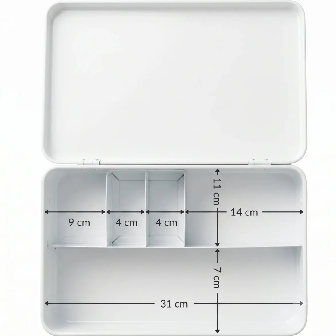 Apteczka metalowa z wyjmowaną tacką, 32,5 x 16,5 x 20,5 cm