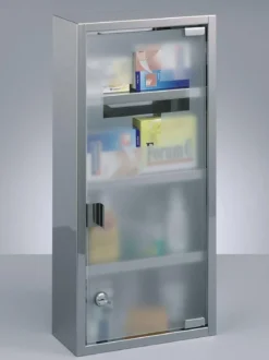Apteczka z 4 półkami i zamkiem, stal nierdzewna, ZELLER