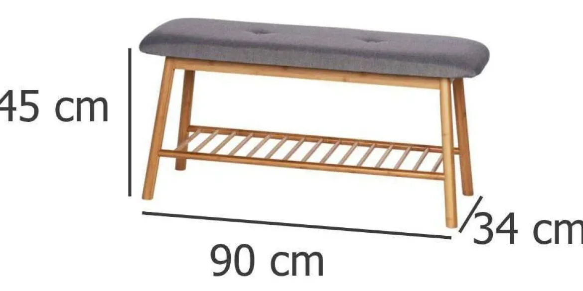 Ława do przedpokoju z półką na buty BAHARI, bambusowa, WENKO