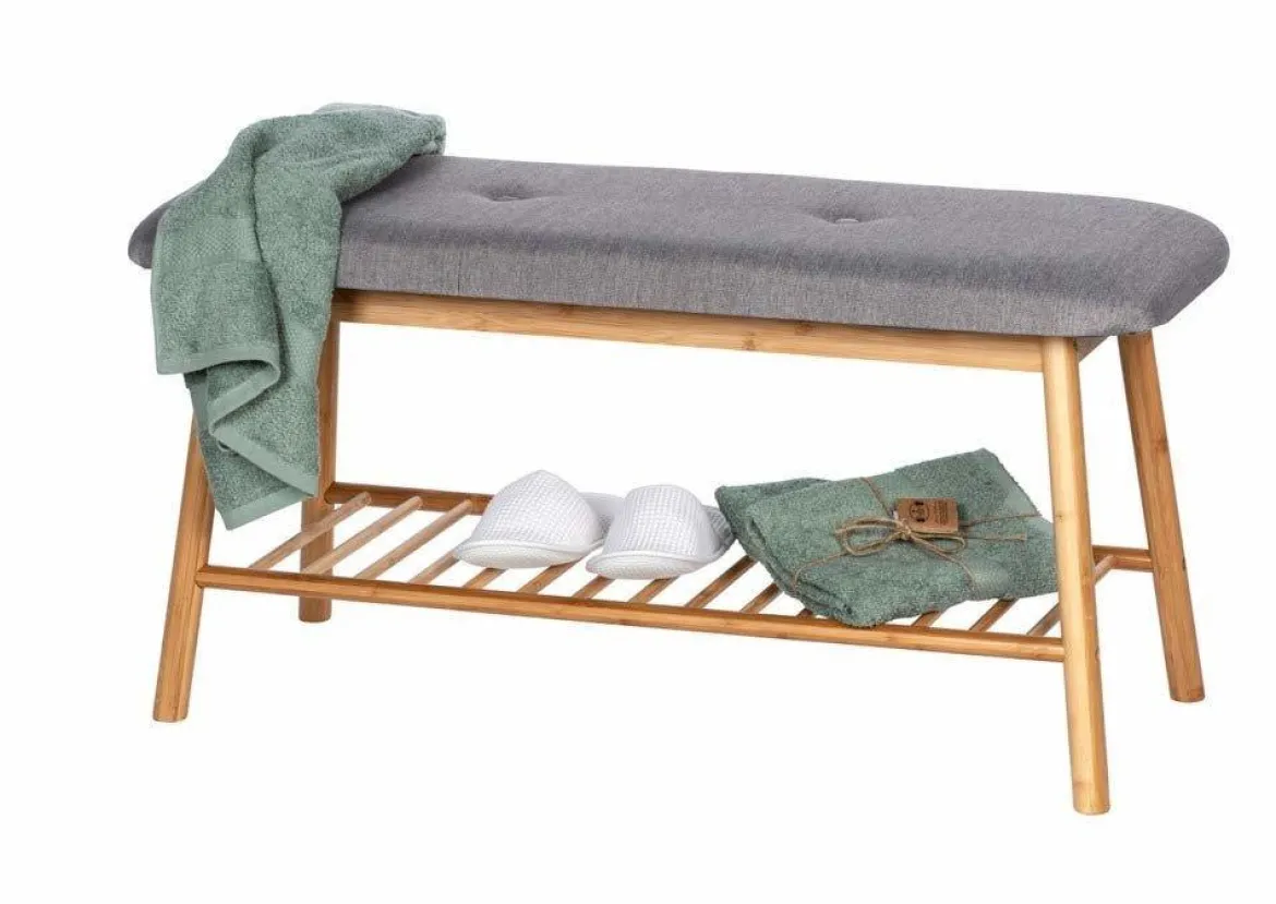 Ława do przedpokoju z półką na buty BAHARI, bambusowa, WENKO