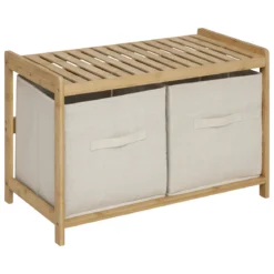 Ławka do łazienki TIDY BOX, 2 pojemniki do przechowywania, 66,8 x 44 x 35 cm