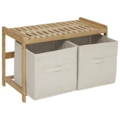 Ławka do łazienki TIDY BOX, 2 pojemniki do przechowywania, 66,8 x 44 x 35 cm
