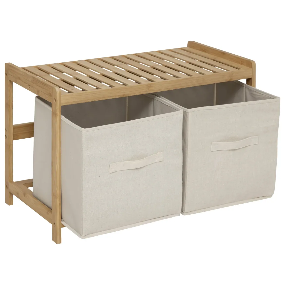 Ławka do łazienki TIDY BOX, 2 pojemniki do przechowywania, 66,8 x 44 x 35 cm