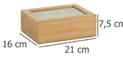 Bambusowa szkatułka na herbatę w torebkach - 6 przegródek, ZELLER