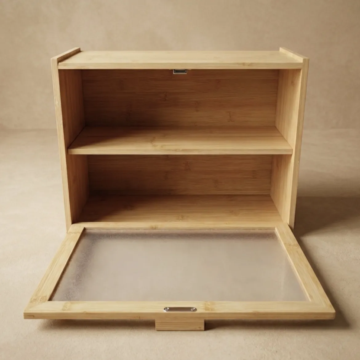 Bambusowy chlebak piętrowy DOPPIO, 17 x 40 x 31 cm, dwie półki