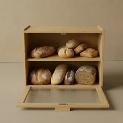 Bambusowy chlebak piętrowy DOPPIO, 17 x 40 x 31 cm, dwie półki