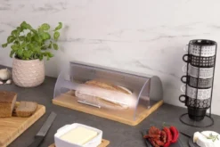Bambusowy komplet kuchenny, narożna półka 3 poziomy, 4 haczyki + chlebak