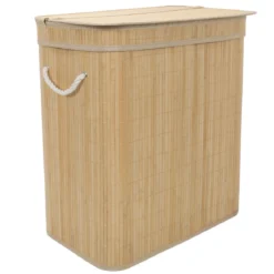 Bambusowy kosz na pranie, dwukomorowy ARVI, 100 l