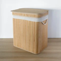 Bambusowy kosz na pranie, dwukomorowy ARVI, 100 l