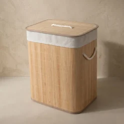 Bambusowy kosz na pranie z wyjmowanym workiem SANA, 60 l