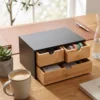 Bambusowy organizer na biurko HEGO, 16 cm, 3 szufladkowy
