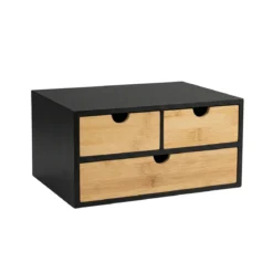 Bambusowy organizer na biurko HEGO, 16 cm, 3 szufladkowy