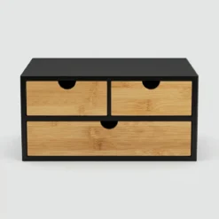 Bambusowy organizer na biurko HEGO, 16 cm, 3 szufladkowy