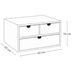 Bambusowy organizer na biurko HEGO, 16 cm, 3 szufladkowy