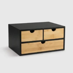 Bambusowy organizer na biurko HEGO, 16 cm, 3 szufladkowy