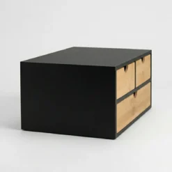 Bambusowy organizer na biurko HEGO, 16 cm, 3 szufladkowy
