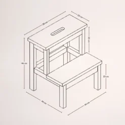 Bambusowy taboret ze schodkiem KROK, wys. 46 cm