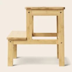 Bambusowy taboret ze schodkiem KROK, wys. 46 cm
