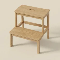 Bambusowy taboret ze schodkiem KROK, wys. 46 cm