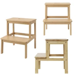 Bambusowy taboret ze schodkiem KROK, wys. 46 cm