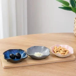 Bambusowy zestaw do serwowania z 3 porcelanowymi miseczkami