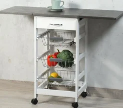 Barek kuchenny na kółkach z rozkładanym blatem