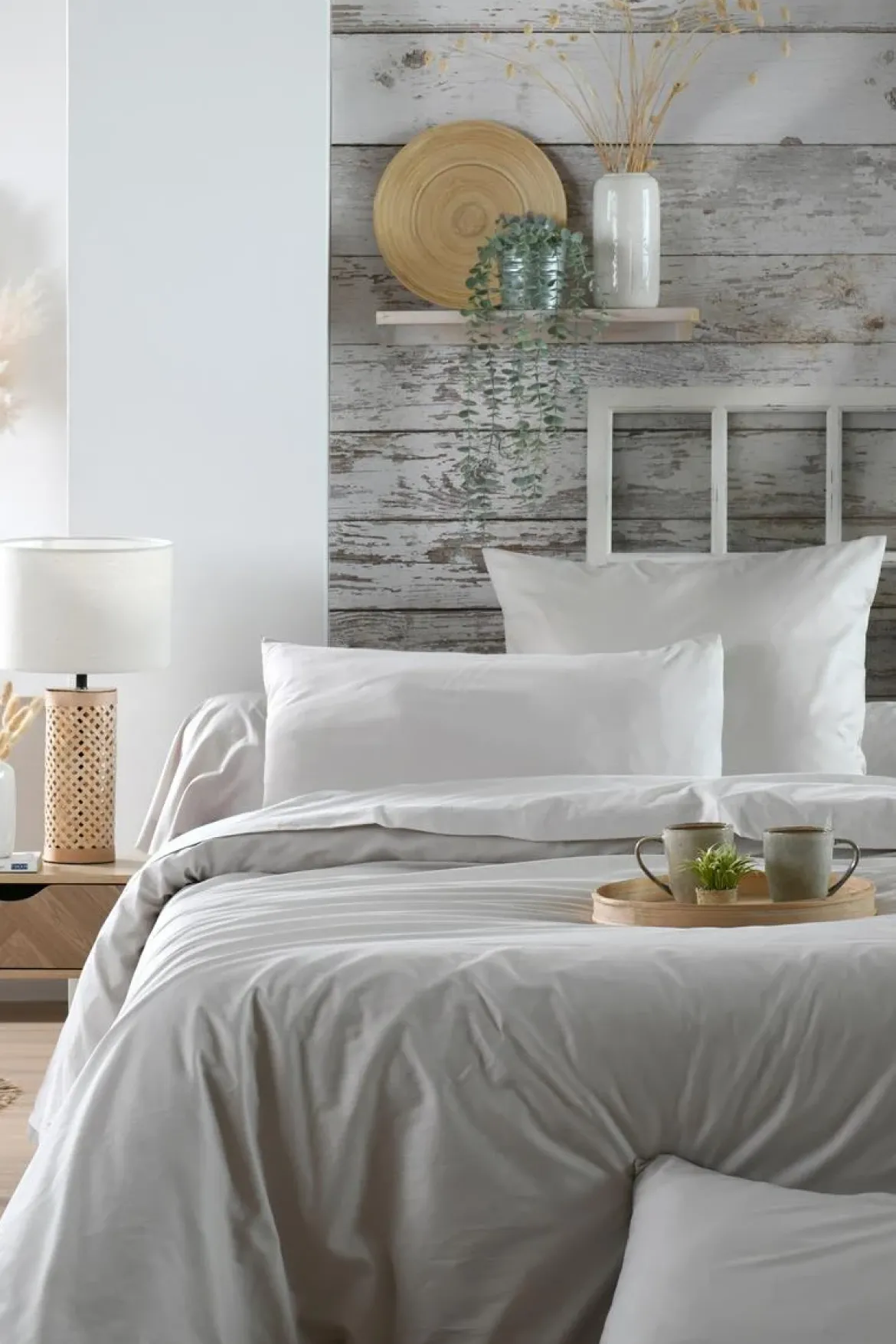 Bawełniane prześcieradło na gumce, szare, ELYSEE
