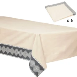 Bawełniany obrus na stół prostokątny 150 x 250 cm DEAMS z 6 serwetkami