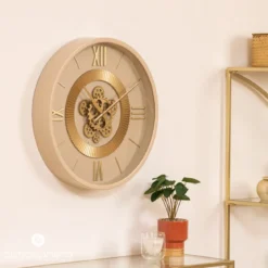 Beżowy zegar ścienny z widocznym mechanizmem GIULIANA, Ø 50 cm