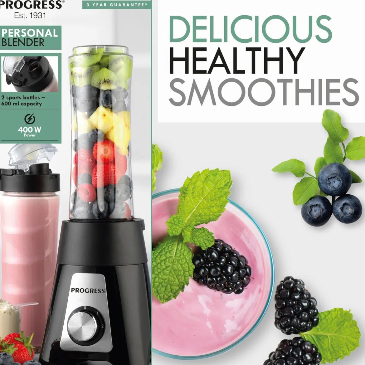 Blender do smoothie shaker Progress 400 W, 2 prędkości, 600 ml