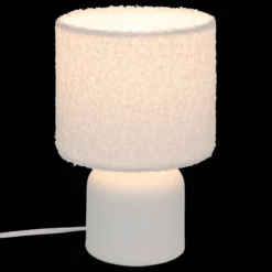 Ceramiczna lampa stołowa BONA z kloszem bouclé, Ø 14 cm