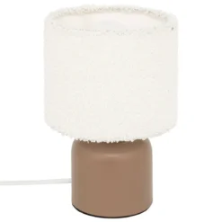 Ceramiczna lampa stołowa BONA z kloszem bouclé, Ø 14 cm
