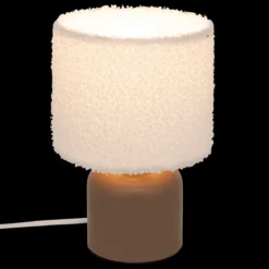 Ceramiczna lampa stołowa BONA z kloszem bouclé, Ø 14 cm