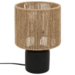 Ceramiczna lampa stołowa KOBY z plecionym kloszem, 24 cm