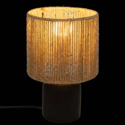 Ceramiczna lampa stołowa KOBY z plecionym kloszem, 24 cm