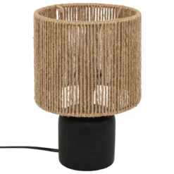 Ceramiczna lampa stołowa KOBY z plecionym kloszem, 24 cm