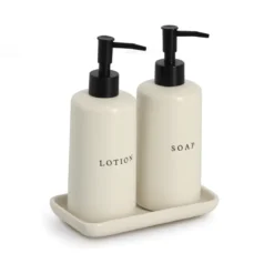 Ceramiczne dozowniki do mydła i lotionu BATH STYLE, 3 elementy