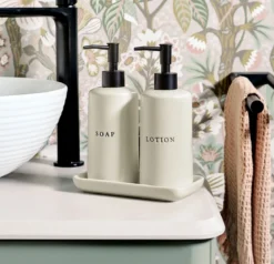 Ceramiczne dozowniki do mydła i lotionu BATH STYLE, 3 elementy