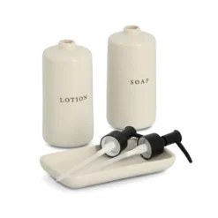Ceramiczne dozowniki do mydła i lotionu BATH STYLE, 3 elementy
