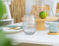 Ceramiczne kubki z bambusowymi podkładkami, 4 szt., 130 ml