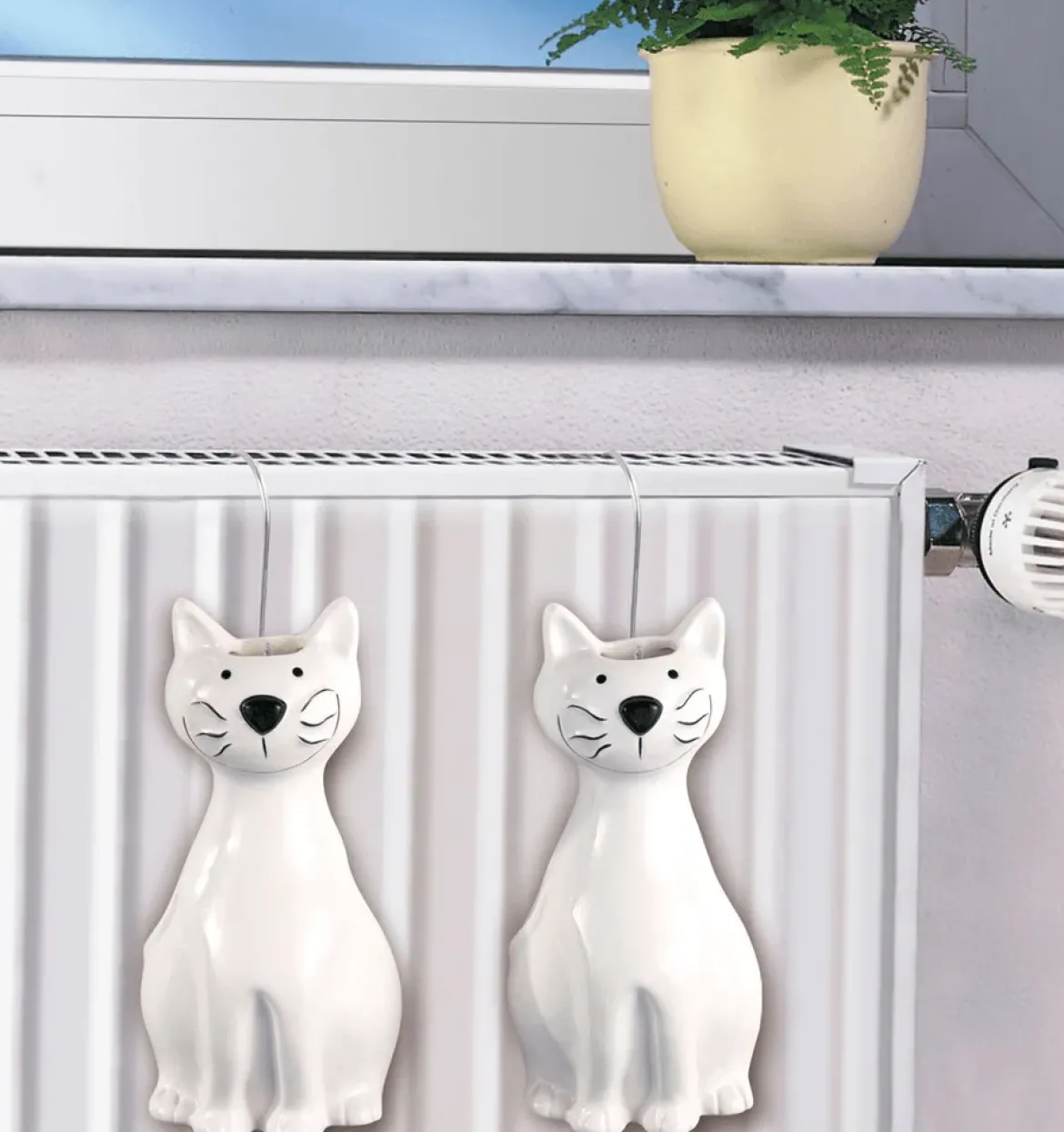 Ceramiczny nawilżacz powietrza na kaloryfer KOT, 2 sztuki w komplecie