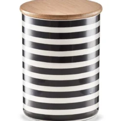 Ceramiczny pojemnik STRIPES z bambusową pokrywką, 900 ml, ZELLER