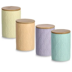 Ceramiczny pojemnik z bambusowym wieczkiem, 720 ml