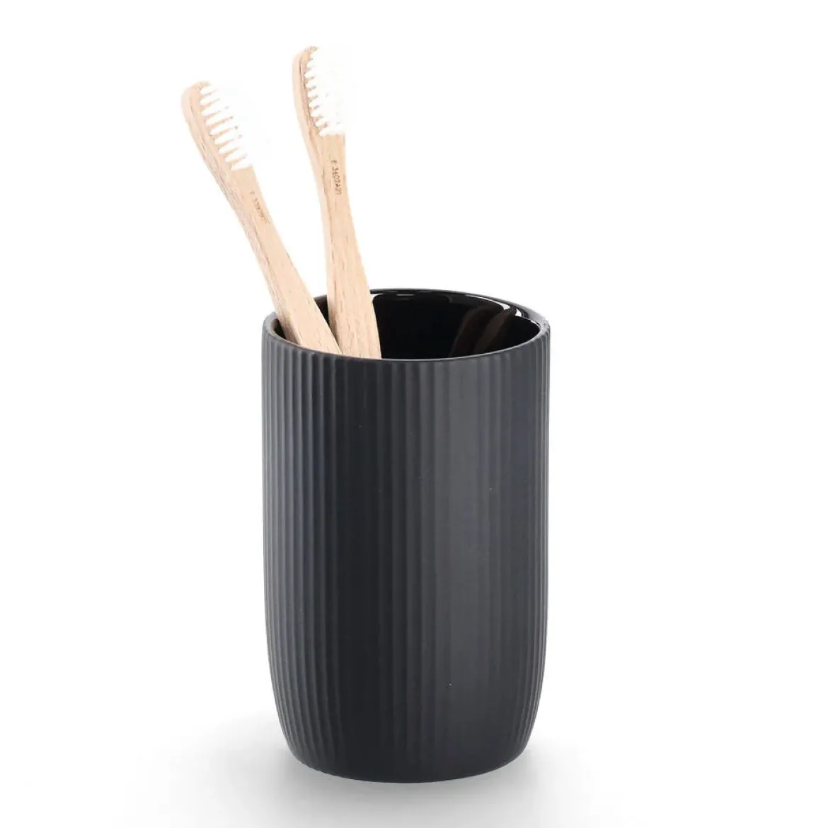 Ceramiczny prążkowany kubek na szczoteczki, Ø 7,7 cm