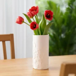 Ceramiczny wazon FLOWER, Ø 12 x 25 cm, biały