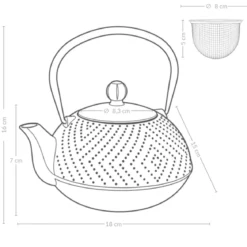 Czajnik żeliwny z zaparzaczem KAMIN, 900 ml