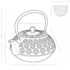 Czajnik żeliwny z zaparzaczem KUMO, 1000 ml