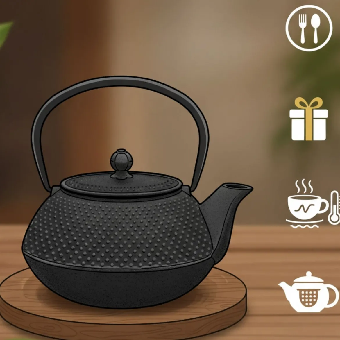 Czajnik żeliwny z zaparzaczem SABI, 1000 ml
