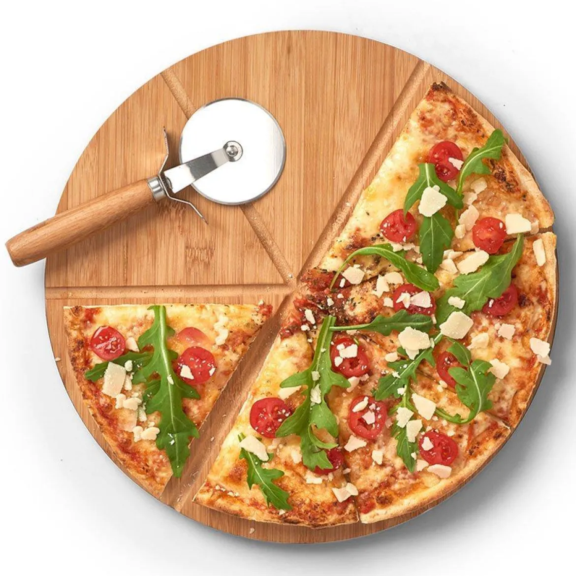 Deska do pizzy z nożykiem, Ø 32 cm, bambus, ZELLER