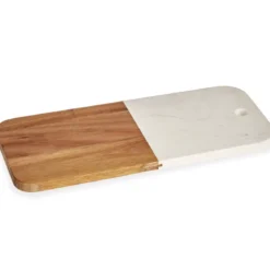 Deska do serwowania, marmur i drewno, 38 x 18 cm